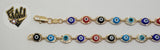 (1-0667) Gold Laminate Bracelet - 6.5mm Evil Eye Bracelet - 7.5'' - BGF - Fantasy World Jewelry