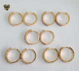 (1-2975) Gold Laminate - Rose Gold Crystals Hoops - BGO - Fantasy World Jewelry
