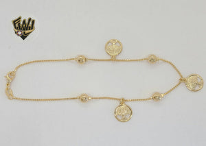 (1-0162) Gold Laminate - 1mm Tree of Life Anklet - 10" - BGF - Fantasy World Jewelry