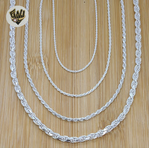 (sv-rope-01) 925 Sterling Silver - Rope Link Chains. - Fantasy World Jewelry