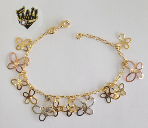 (1-0596) Gold Laminate Bracelet-2mm Link Bracelet w/Charms -7''-BGO - Fantasy World Jewelry