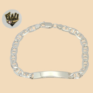 (2-0484) 925 Sterling Silver - 7mm Marine Link Plate Bracelet - 9" - Fantasy World Jewelry