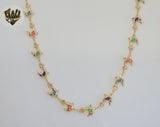 (1-1611) Gold Laminate - 8.5mm Multicolor Dolphins Link Chain - BGF