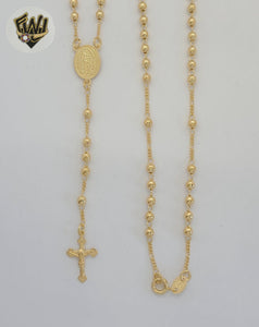 (1-3338) Laminado de oro - Collar Rosario Virgen de Guadalupe de 3 mm - 18" - BGF.