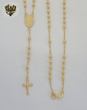(1-3338) Gold Laminate - 3mm Guadalupe Virgin Rosary Necklace - 18" - BGF.