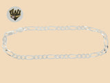 (2-0104) 925 Sterling Silver - 5mm Figaro Anklet - 10" - Fantasy World Jewelry