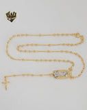 (1-3330-1) Laminado de oro - Collar del Rosario de la Virgen Guadalupe de dos tonos de 2,5 mm - 18" - BGF.