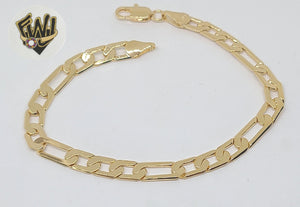 (1-0405) Gold Laminate - 5.5mm Flat Figaro Bracelet - 7.5'' - BGF - Fantasy World Jewelry