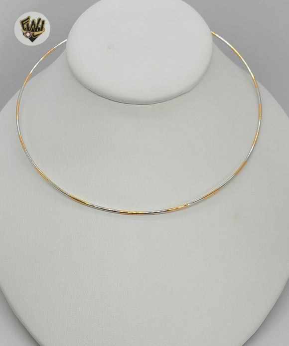 (1-6308) Gold Laminate - Rigid Two Tones Necklace - BGO - Fantasy World Jewelry