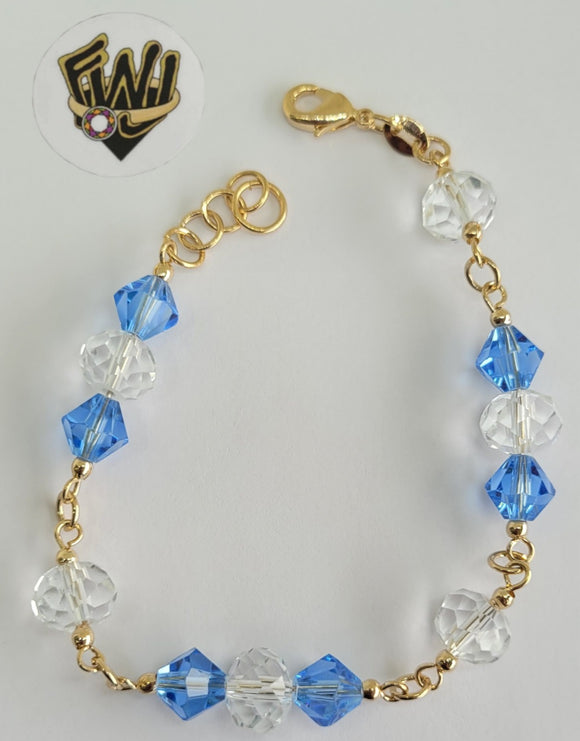 (1-0745) Gold Laminate-2mm Alternative Link Bracelet w/Beads- 7.5