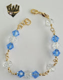 (1-0745) Gold Laminate-2mm Alternative Link Bracelet w/Beads- 7.5" -BGF - Fantasy World Jewelry