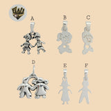 (2-1251) 925 Sterling Silver - Girl and Boy Pendants. - Fantasy World Jewelry