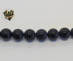 (MBEAD-276) 10mm Black Beads w/Design - Fantasy World Jewelry