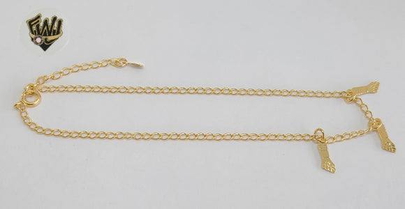 (1-0161) Gold Laminate - 2.5mm Open Link Anklet with Charms - 10