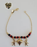 (1-0988) Gold Laminate-1mm Box Link Kids Bracelet with Charms- 6" - BGF - Fantasy World Jewelry