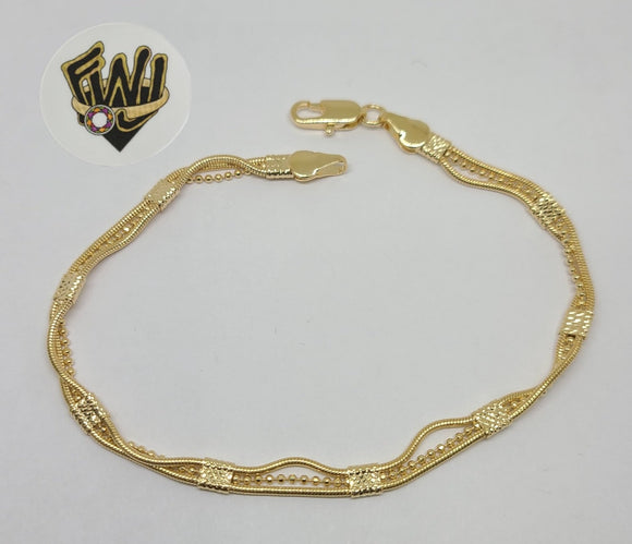 (1-0448) Gold Laminate Bracelet - 4mm Triple Strand Link - 7
