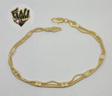 (1-0448) Gold Laminate Bracelet - 4mm Triple Strand Link - 7",8" - BGO - Fantasy World Jewelry