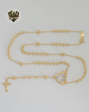 (1-3355-1) Gold Laminate - 3mm Sacred Heart of Jesus Rosary Necklace - 18" - BGF.