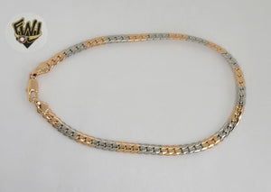 (1-0042) Gold Laminate - 5mm Two Tones Curb Link Anklet - 9.75" - BGO