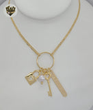 (1-6148) Gold Laminate - Marine Link Charms Necklace - BGF - Fantasy World Jewelry