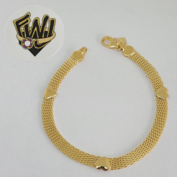 (1-0458) Gold Laminate Bracelet - 5mm Heart  Link - 7