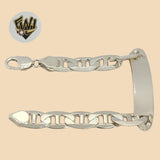 (2-0487) 925 Sterling Silver - 11.5mm Marine Link Plate Bracelet - 8" - Fantasy World Jewelry