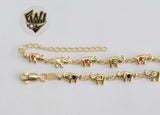 (1-0096) Gold Laminate - 6mm  Elephant Anklets - 10" - BGF - Fantasy World Jewelry