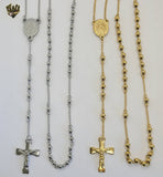 (4-6008) Stainless Steel - 5mm Rosary Necklace - 26". - Fantasy World Jewelry