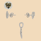(2-6336) 925 Sterling Silver - Zircon Heart Set. - Fantasy World Jewelry