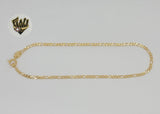 (1-0013) Gold Laminate - 2mm Figaro Link Anklet - BGF - Fantasy World Jewelry