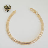 (1-60026) Gold Laminate - 6.5mm Flat Link Men Bracelet- 8.5" - BGO - Fantasy World Jewelry