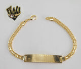 (1-0585-1) Gold Laminate Bracelet- 4mm Box Link Bracelet w/Plate-7''-BGF - Fantasy World Jewelry