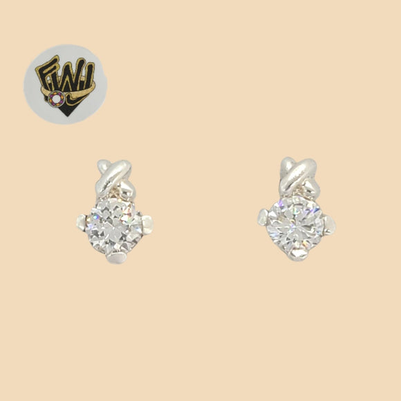 (2-3087) 925 Sterling Silver - Zircon Stud Earrings. - Fantasy World Jewelry