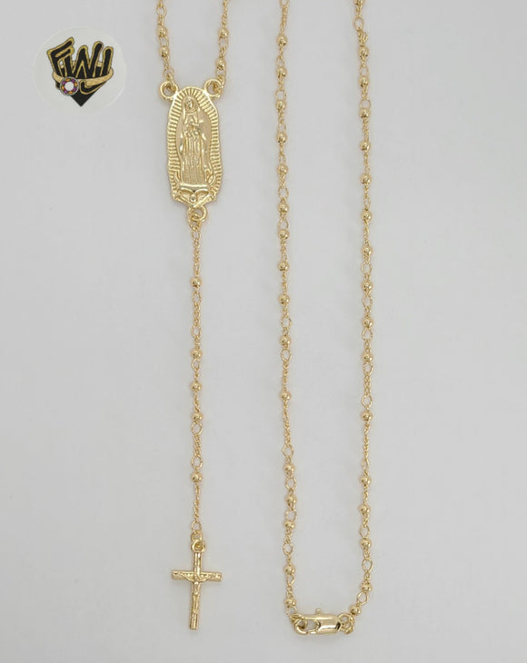 (1-3330) Laminado de oro - Collar del Rosario de la Virgen de Guadalupe de 2,5 mm - 18