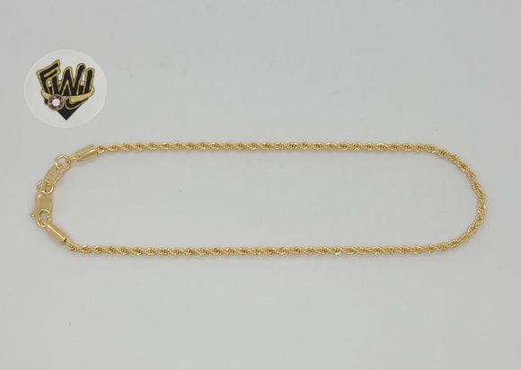 (1-0067) Gold Laminate - 2mm Rope Link Anklet - 10