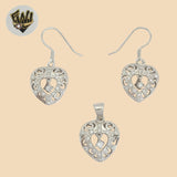 (2-6309) 925 Sterling Silver - Heart Zircon Set. - Fantasy World Jewelry