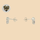 (2-3087) 925 Sterling Silver - Zircon Stud Earrings. - Fantasy World Jewelry