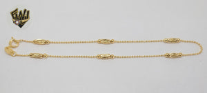 (1-0063) Gold Laminate - 1mm Beaded Anklet - 10'' - BGF - Fantasy World Jewelry