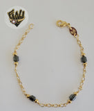 (1-60007) Gold Laminate-2mm Link Kids Bracelet w/ Bead- 6" - BGF - Fantasy World Jewelry