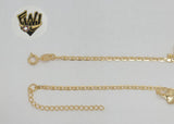 (1-0171) Gold Laminate - 2.5mm Flat Marine Link Charms Anklet - 10" - BGF - Fantasy World Jewelry