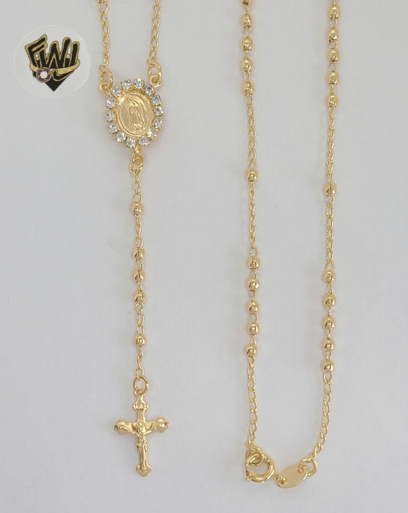 (1-3321-1) Gold Laminate - 2.5mm Guadalupe Virgin Rosary Necklace - 18