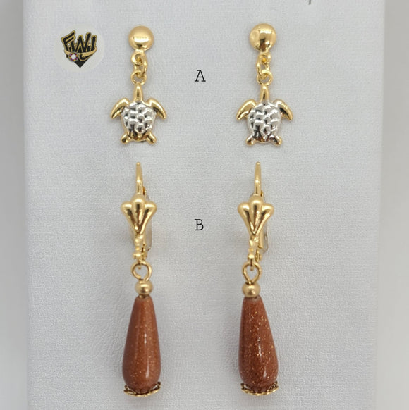 (1-1151) Gold Laminate - Long Earrings - BGF - Fantasy World Jewelry