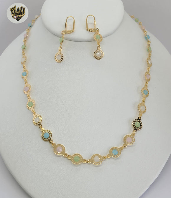 (1-6117-1) Gold Laminate - Multicolor Beads Link Set - BGF