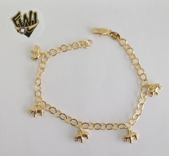 (1-0563) Gold Laminate Bracelet-4.5mm Link Bracelet w/Charms -7.5''-BGF - Fantasy World Jewelry