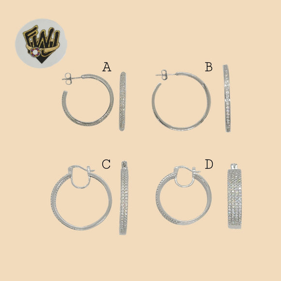 (2-4189) 925 Sterling Silver - Zircon Hoops. - Fantasy World Jewelry