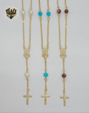 (1-3304) Gold Laminate - 6mm Beads Rosary Necklace - 18" - BGF. - Fantasy World Jewelry