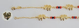 (1-0987-1) Gold Laminate-2mm Figaro Link Bracelet w/ Elephant- 7" - BGF - Fantasy World Jewelry