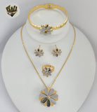 (4-7060-1) Stainless Steel - 2mm Two Tones Flower Set - 16"