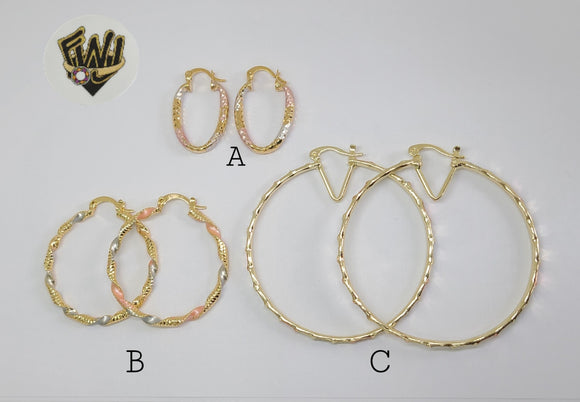 (1-2759) Gold Laminate - Three Tone Hoops - BGO - Fantasy World Jewelry