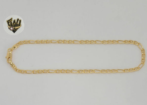 (1-0038) Laminado dorado - Tobillera con eslabones Figucci de 3 mm - 10
